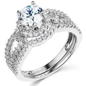 14K Halo Split Shank 1.25CT Round CZ  Ring